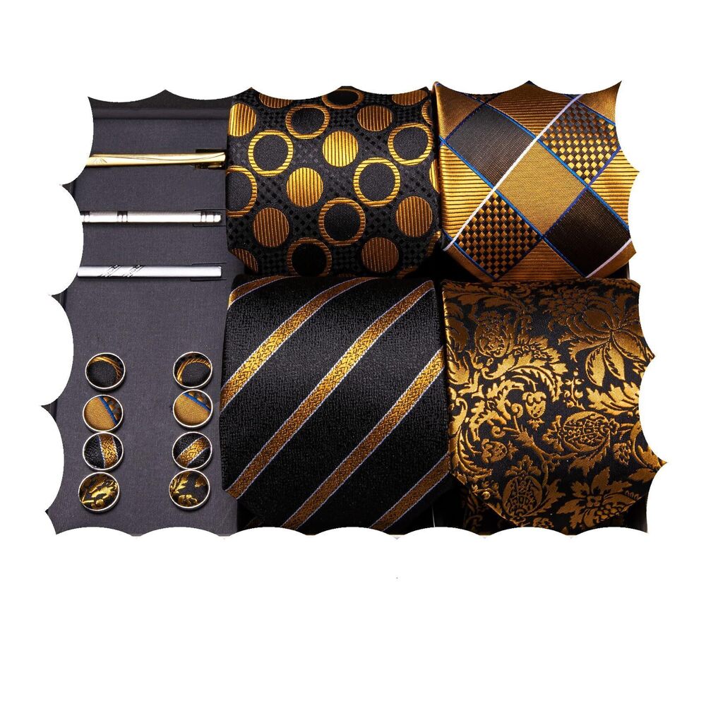 9267 Designer Tie Sets Collection, Eleagnt Gift Box Tie Clips Handkerchief